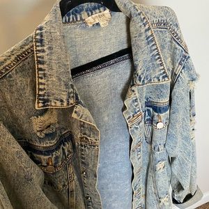 Oversized Denim Distressed Jacket